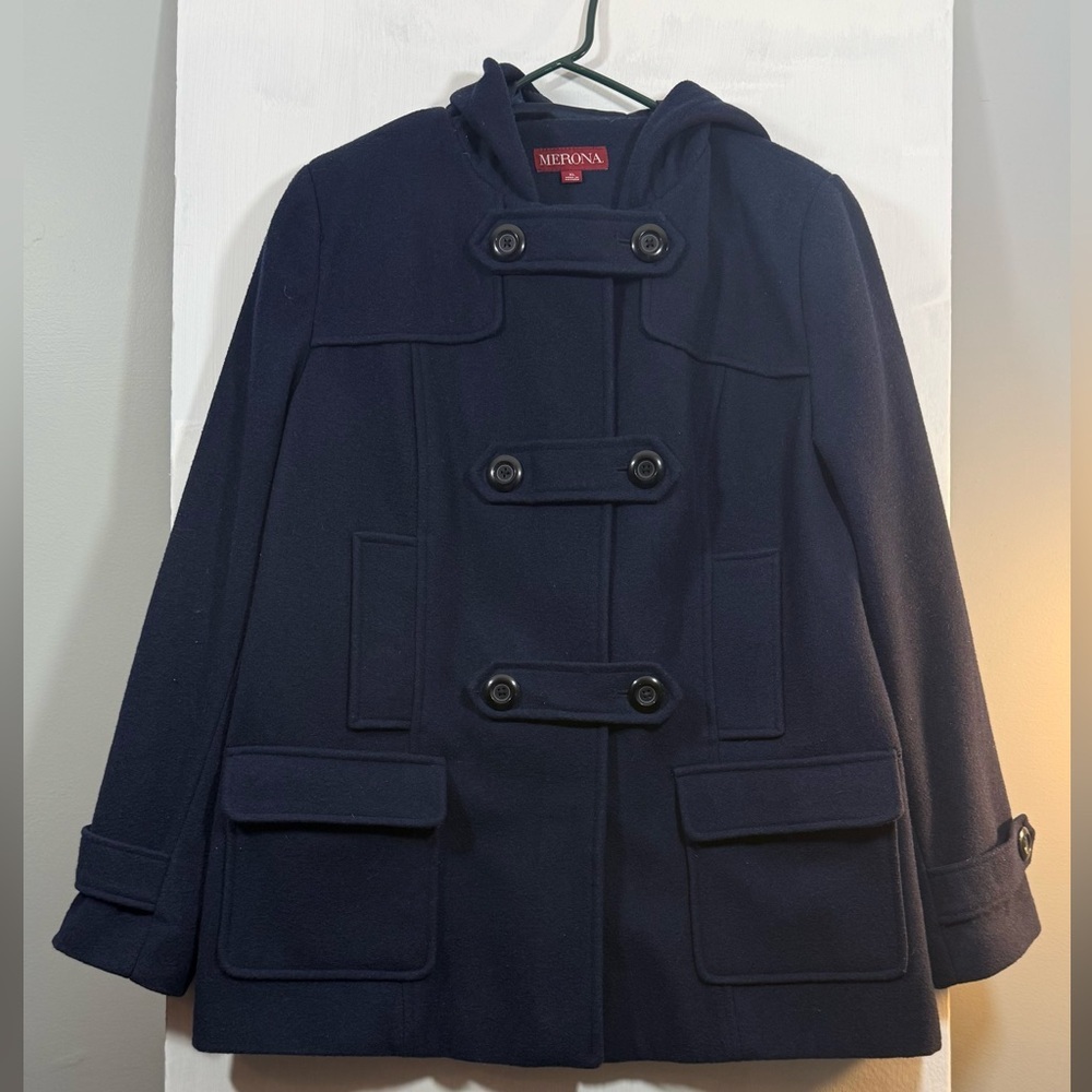 Merona Size XL Dark Blue Hooded Peacoat